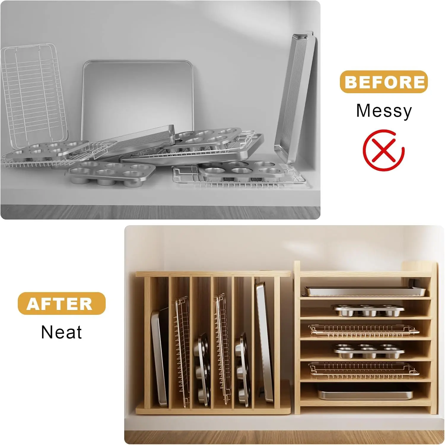 7-ярусный деревянный органайзе – обзор и цена Kitchen Baking Sheet Organizer