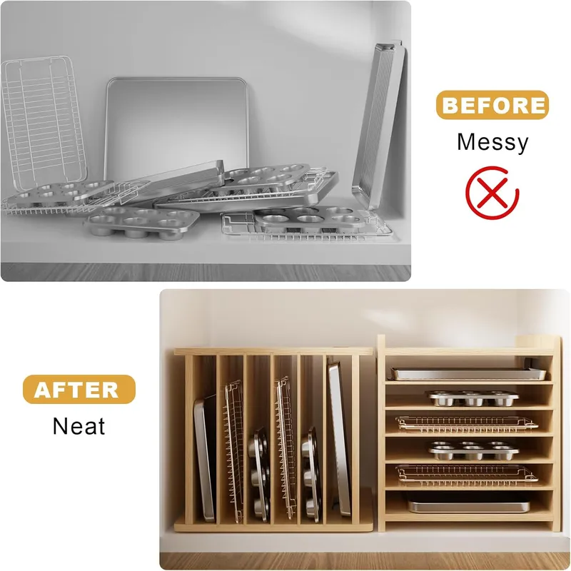 Деревянные разделители для ящи – обзор и цена Kitchen Baking Sheet Organizer