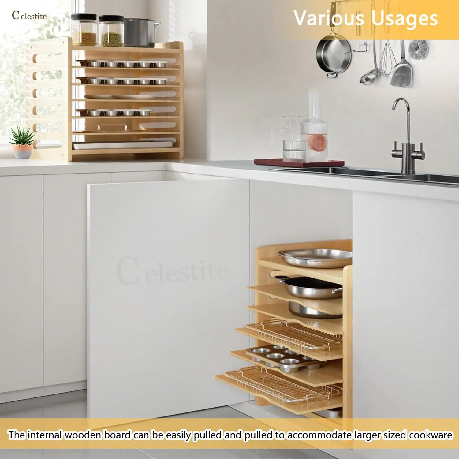 Деревянные разделители для шка – обзор и цена Kitchen Baking Sheet Organizer